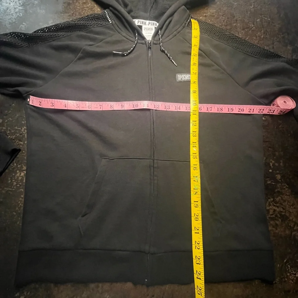 PINK Victoria Secret Black Jacket/Hoodie with Silver Sequin, L - Picture 6 of 8